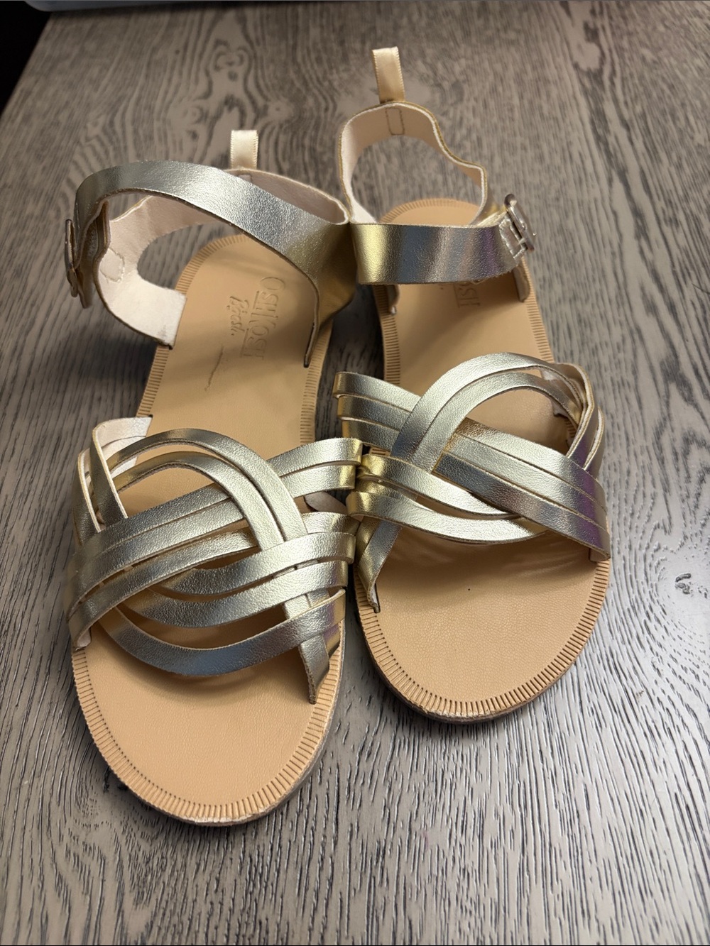 OshKosh B'gosh Metallic Gold Braided Strap Ankle Buckle Sandals
